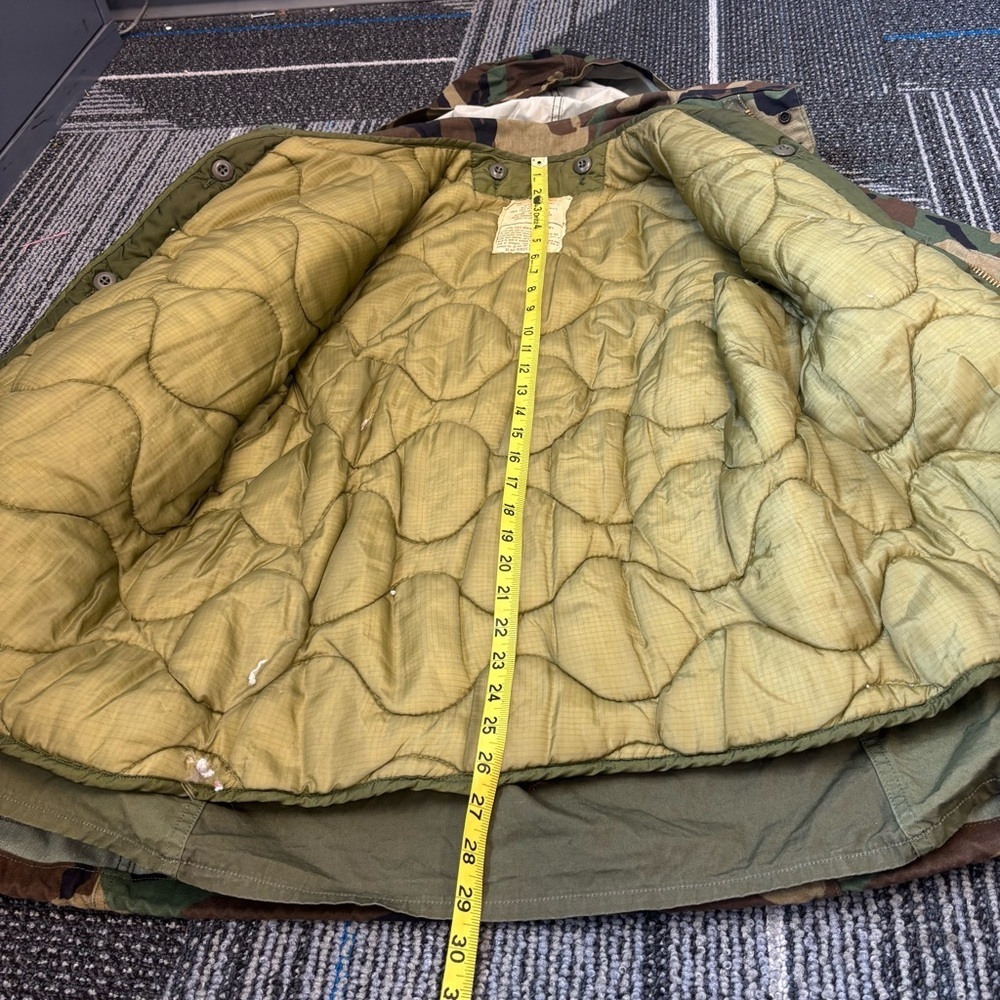 Military Mens Small Field Cold Weather Coat Woodland Camo Lined Army Hooded - Picture 10 of 12